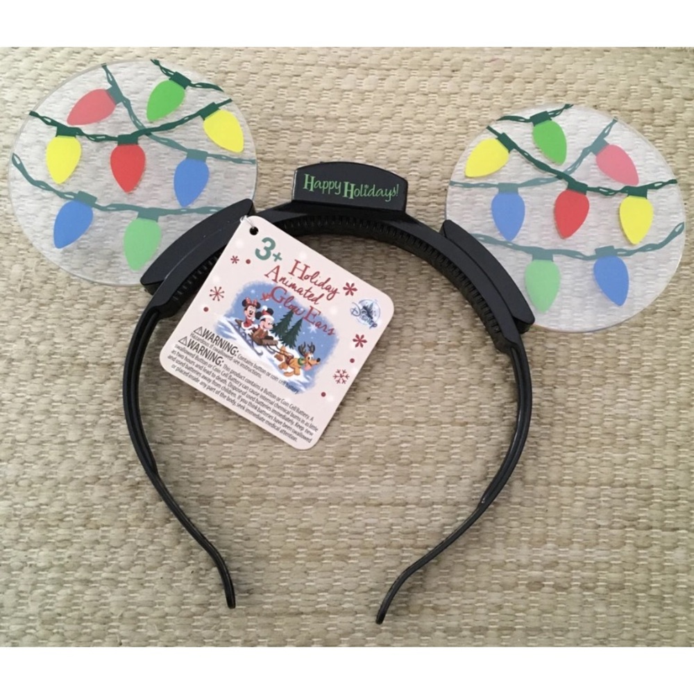 Disney Parks Mickey Mouse Ears Happy Holiday Light-Up Headband Light Bulbs